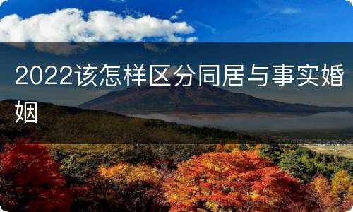 2022该怎样区分同居与事实婚姻
