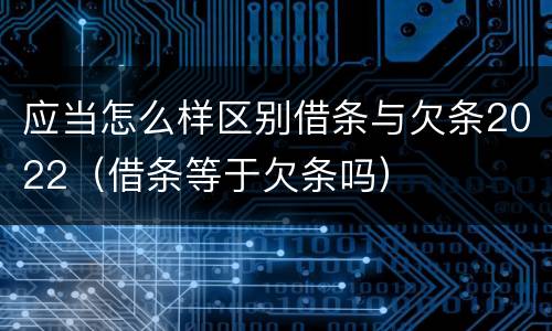 应当怎么样区别借条与欠条2022（借条等于欠条吗）
