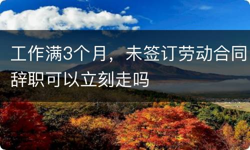 工作满3个月，未签订劳动合同辞职可以立刻走吗