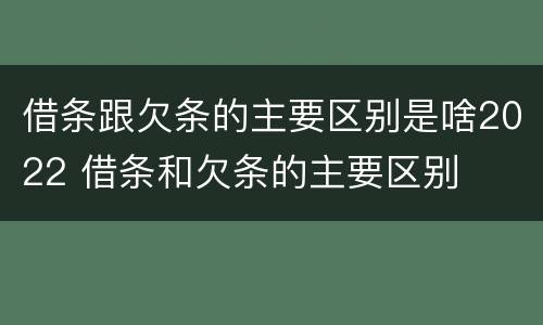 借条跟欠条的主要区别是啥2022 借条和欠条的主要区别