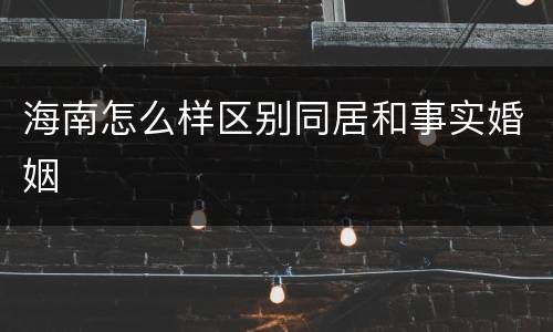 海南怎么样区别同居和事实婚姻