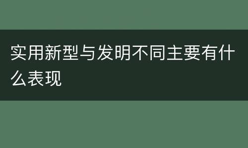 实用新型与发明不同主要有什么表现