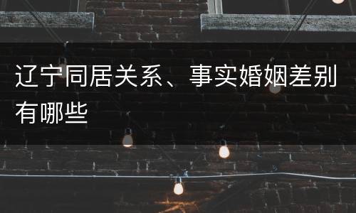 辽宁同居关系、事实婚姻差别有哪些