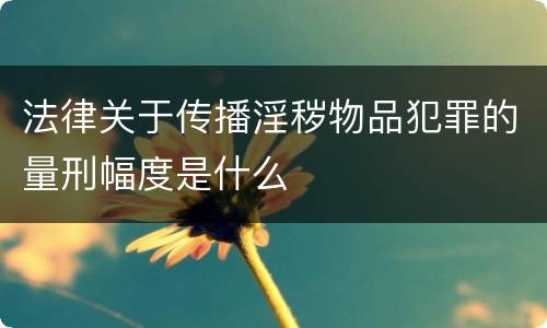 法律关于传播淫秽物品犯罪的量刑幅度是什么
