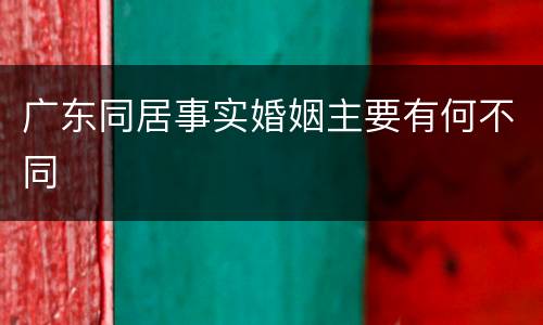 广东同居事实婚姻主要有何不同