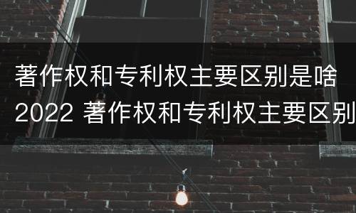 著作权和专利权主要区别是啥2022 著作权和专利权主要区别是啥2022年的