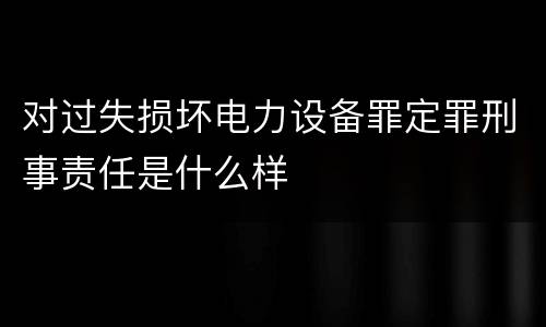 对过失损坏电力设备罪定罪刑事责任是什么样