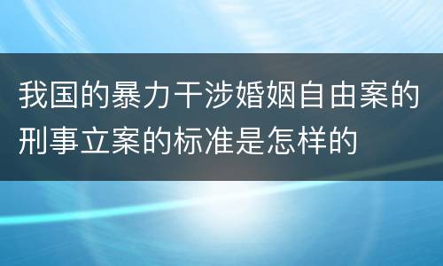 我国的暴力干涉婚姻自由案的刑事立案的标准是怎样的