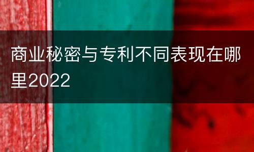 商业秘密与专利不同表现在哪里2022