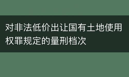 对非法低价出让国有土地使用权罪规定的量刑档次