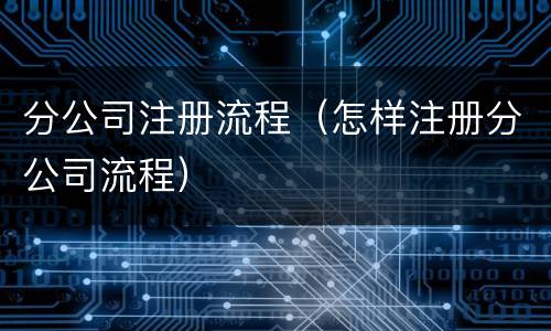 分公司注册流程（怎样注册分公司流程）