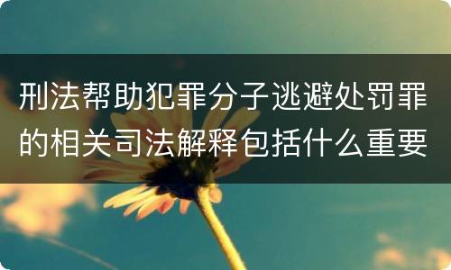 刑法帮助犯罪分子逃避处罚罪的相关司法解释包括什么重要规定