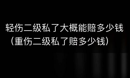 轻伤二级私了大概能赔多少钱（重伤二级私了赔多少钱）