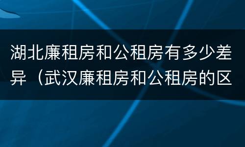 湖北廉租房和公租房有多少差异（武汉廉租房和公租房的区别）