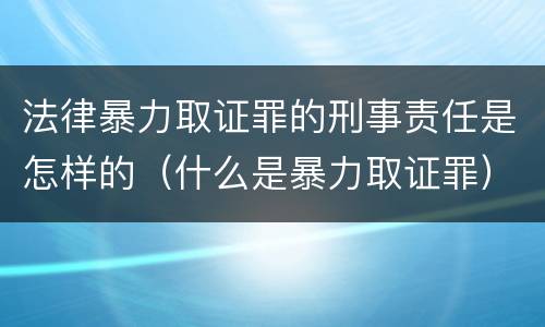 法律暴力取证罪的刑事责任是怎样的（什么是暴力取证罪）