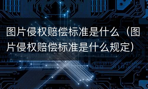 图片侵权赔偿标准是什么（图片侵权赔偿标准是什么规定）