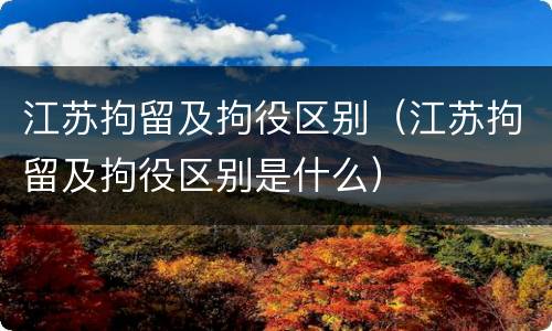 江苏拘留及拘役区别（江苏拘留及拘役区别是什么）