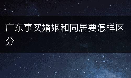 广东事实婚姻和同居要怎样区分
