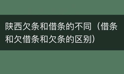 陕西欠条和借条的不同（借条和欠借条和欠条的区别）