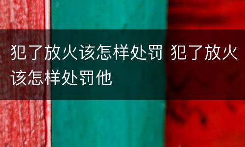 犯了放火该怎样处罚 犯了放火该怎样处罚他