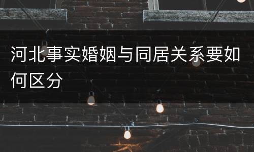 河北事实婚姻与同居关系要如何区分