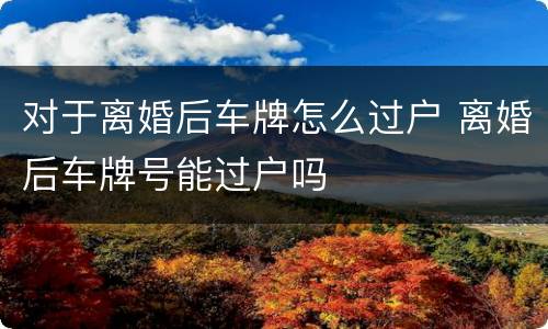 对于离婚后车牌怎么过户 离婚后车牌号能过户吗