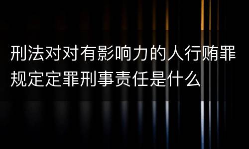 刑法对对有影响力的人行贿罪规定定罪刑事责任是什么