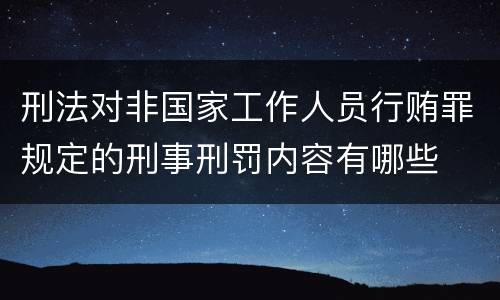 刑法对非国家工作人员行贿罪规定的刑事刑罚内容有哪些