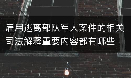 雇用逃离部队军人案件的相关司法解释重要内容都有哪些