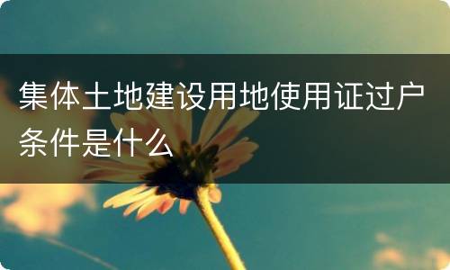 集体土地建设用地使用证过户条件是什么