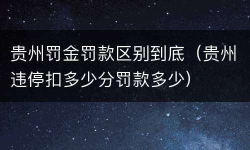贵州罚金罚款区别到底（贵州违停扣多少分罚款多少）