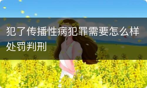 犯了传播性病犯罪需要怎么样处罚判刑