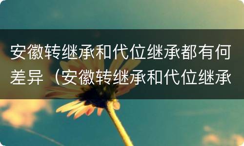 安徽转继承和代位继承都有何差异（安徽转继承和代位继承都有何差异吗）