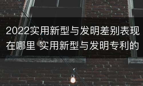 2022实用新型与发明差别表现在哪里 实用新型与发明专利的区别有哪些