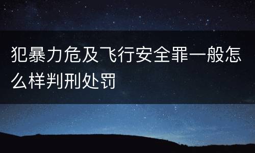 犯暴力危及飞行安全罪一般怎么样判刑处罚