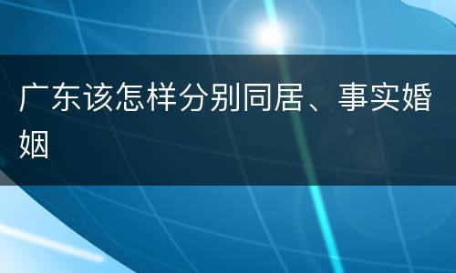广东该怎样分别同居、事实婚姻