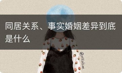 同居关系、事实婚姻差异到底是什么
