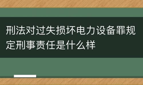 刑法对过失损坏电力设备罪规定刑事责任是什么样