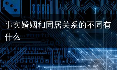 事实婚姻和同居关系的不同有什么