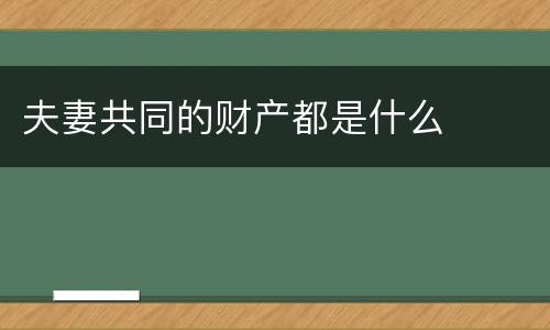 夫妻共同的财产都是什么