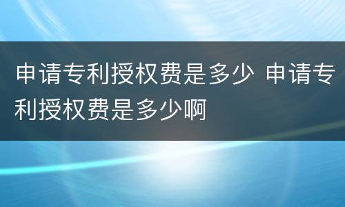 申请专利授权费是多少 申请专利授权费是多少啊