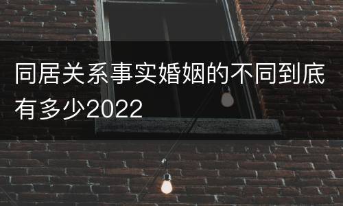 同居关系事实婚姻的不同到底有多少2022