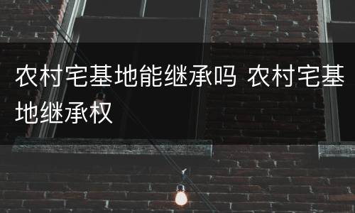 农村宅基地能继承吗 农村宅基地继承权
