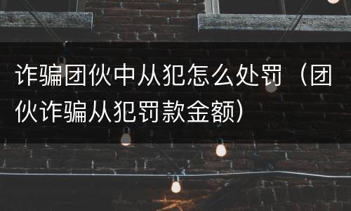 诈骗团伙中从犯怎么处罚（团伙诈骗从犯罚款金额）