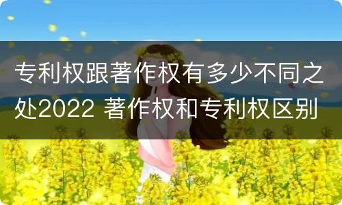 专利权跟著作权有多少不同之处2022 著作权和专利权区别