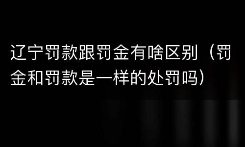 辽宁罚款跟罚金有啥区别（罚金和罚款是一样的处罚吗）