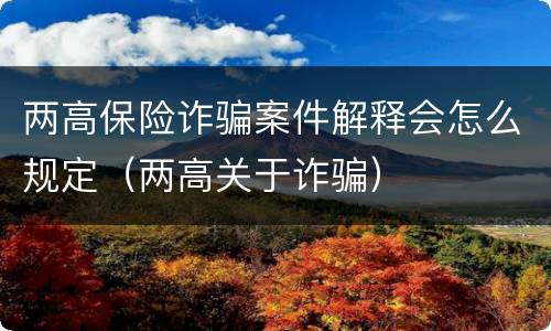 两高保险诈骗案件解释会怎么规定（两高关于诈骗）