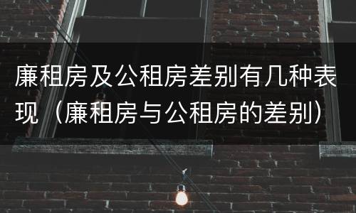 廉租房及公租房差别有几种表现（廉租房与公租房的差别）