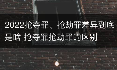 2022抢夺罪、抢劫罪差异到底是啥 抢夺罪抢劫罪的区别