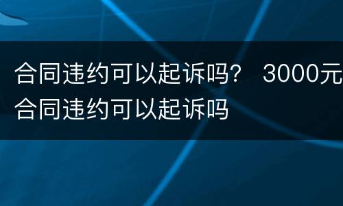 合同违约可以起诉吗？ 3000元合同违约可以起诉吗